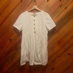 Madewell 100% cotton White Button-Up Casual cottage core cute mini Dress
